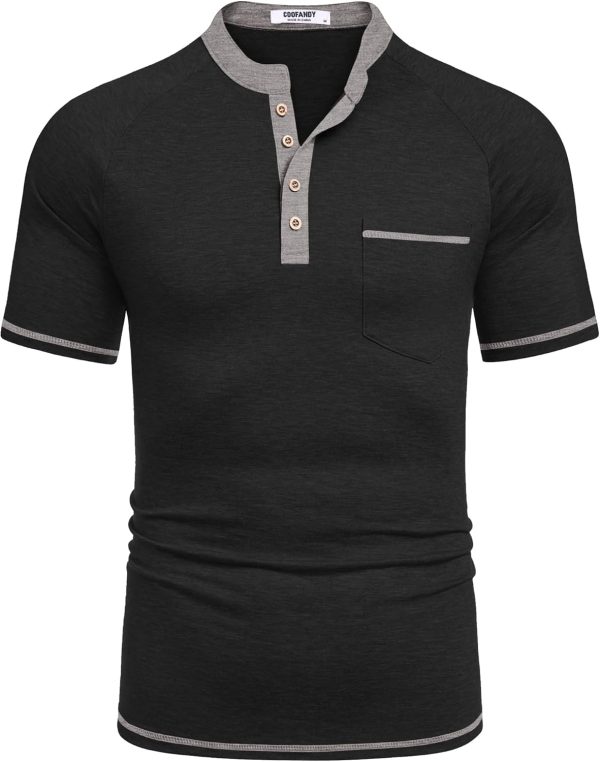 COOFANDY Mens Henley Shirts Short Sleeve Casual Button T-Shirts Basic Tee Shirts Summer Vintage T Shirts with Pocket - Image 6