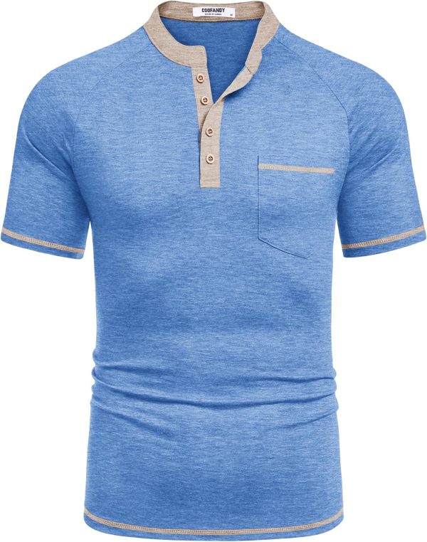 COOFANDY Mens Henley Shirts Short Sleeve Casual Button T-Shirts Basic Tee Shirts Summer Vintage T Shirts with Pocket - Image 12