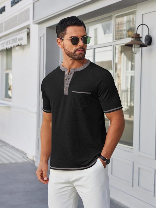 COOFANDY Mens Henley Shirts Short Sleeve Casual Button T-Shirts Basic Tee Shirts Summer Vintage T Shirts with Pocket - Image 3