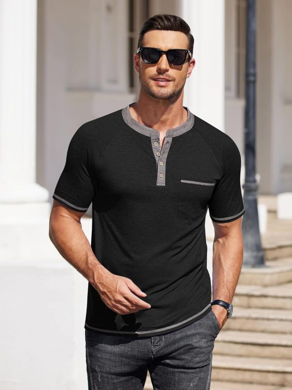 COOFANDY Mens Henley Shirts Short Sleeve Casual Button T-Shirts Basic Tee Shirts Summer Vintage T Shirts with Pocket - Image 4