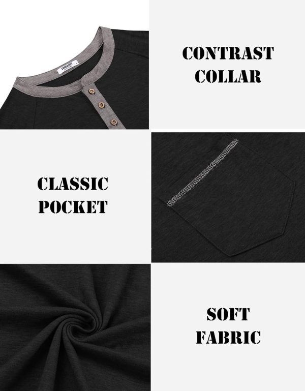COOFANDY Mens Henley Shirts Short Sleeve Casual Button T-Shirts Basic Tee Shirts Summer Vintage T Shirts with Pocket - Image 5