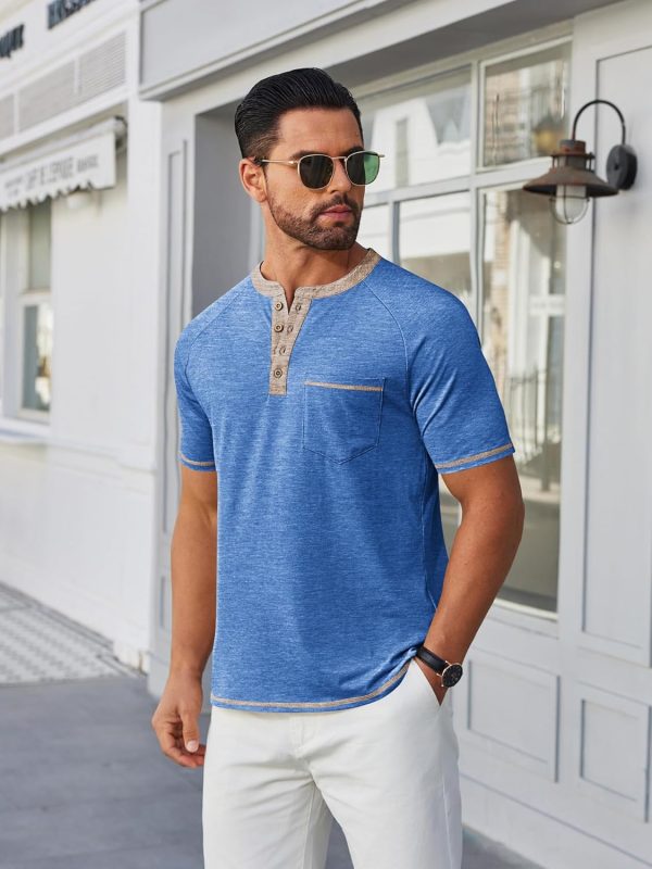 COOFANDY Mens Henley Shirts Short Sleeve Casual Button T-Shirts Basic Tee Shirts Summer Vintage T Shirts with Pocket - Image 9