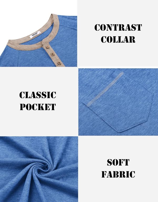 COOFANDY Mens Henley Shirts Short Sleeve Casual Button T-Shirts Basic Tee Shirts Summer Vintage T Shirts with Pocket - Image 11