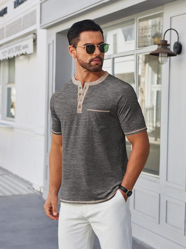 COOFANDY Mens Henley Shirts Short Sleeve Casual Button T-Shirts Basic Tee Shirts Summer Vintage T Shirts with Pocket - Image 15
