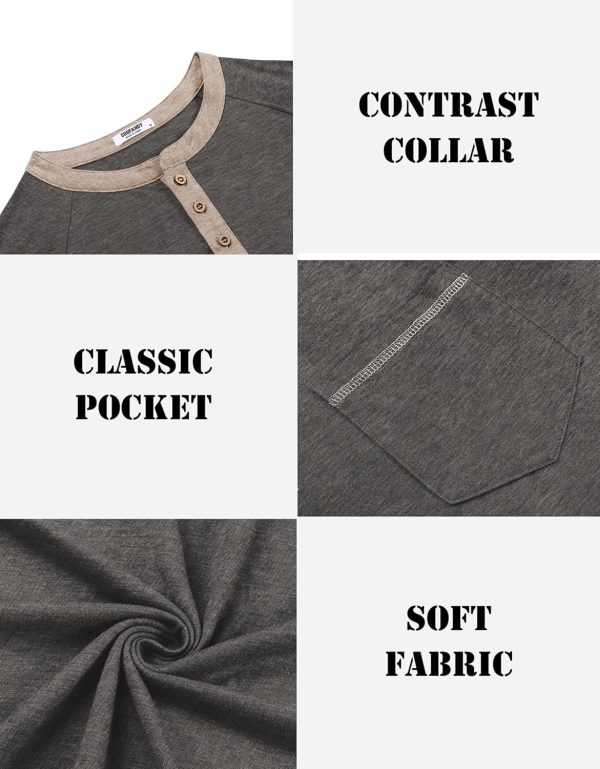 COOFANDY Mens Henley Shirts Short Sleeve Casual Button T-Shirts Basic Tee Shirts Summer Vintage T Shirts with Pocket - Image 17