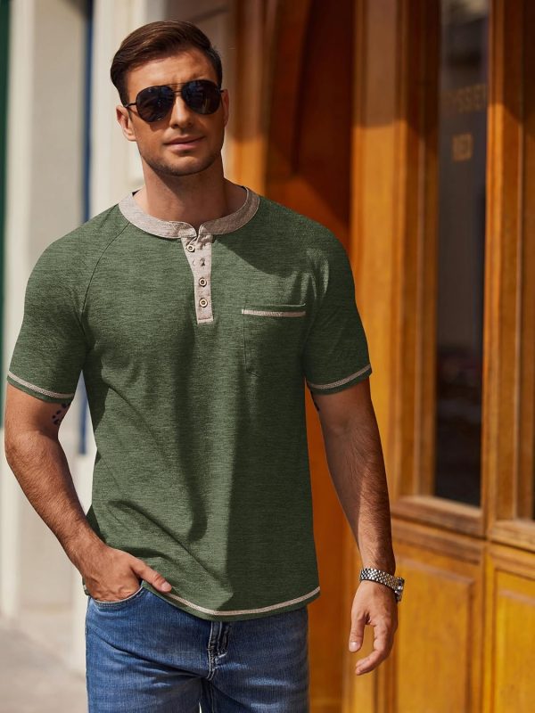 COOFANDY Mens Henley Shirts Short Sleeve Casual Button T-Shirts Basic Tee Shirts Summer Vintage T Shirts with Pocket - Image 20