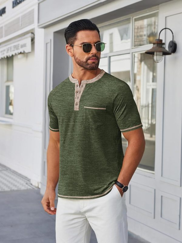 COOFANDY Mens Henley Shirts Short Sleeve Casual Button T-Shirts Basic Tee Shirts Summer Vintage T Shirts with Pocket - Image 21