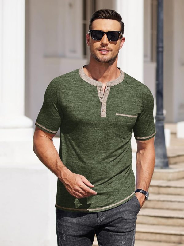 COOFANDY Mens Henley Shirts Short Sleeve Casual Button T-Shirts Basic Tee Shirts Summer Vintage T Shirts with Pocket - Image 22