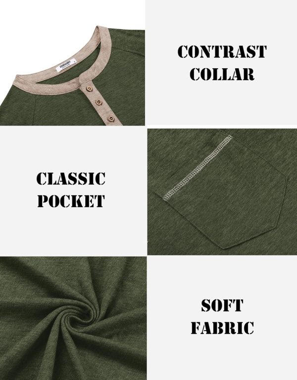 COOFANDY Mens Henley Shirts Short Sleeve Casual Button T-Shirts Basic Tee Shirts Summer Vintage T Shirts with Pocket - Image 23