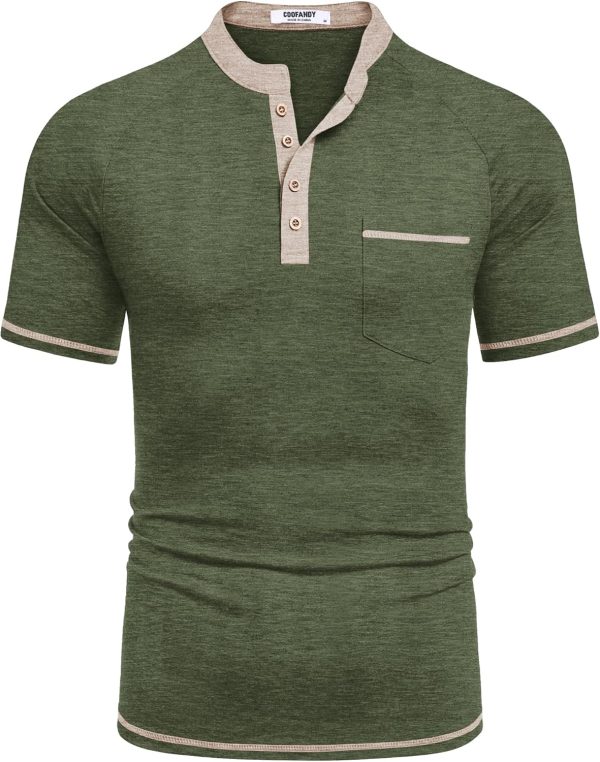 COOFANDY Mens Henley Shirts Short Sleeve Casual Button T-Shirts Basic Tee Shirts Summer Vintage T Shirts with Pocket - Image 24