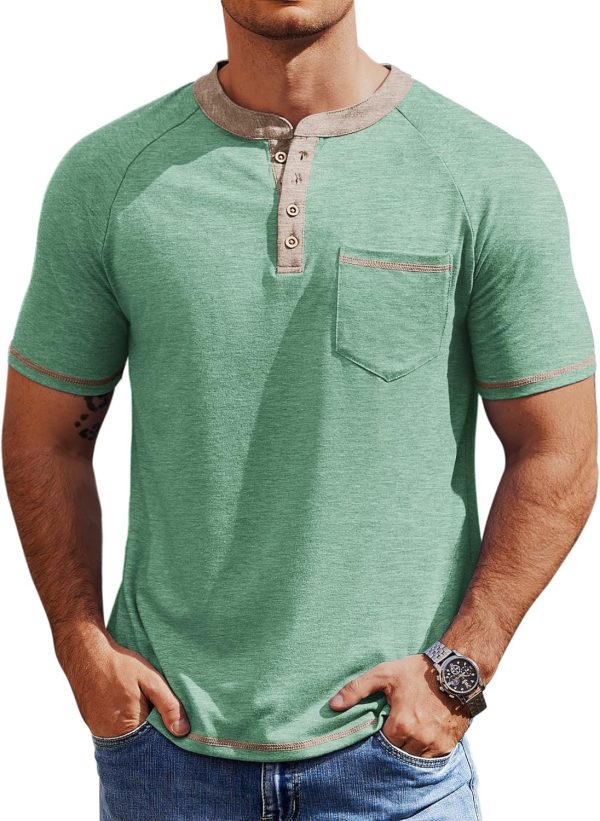 COOFANDY Mens Henley Shirts Short Sleeve Casual Button T-Shirts Basic Tee Shirts Summer Vintage T Shirts with Pocket - Image 25