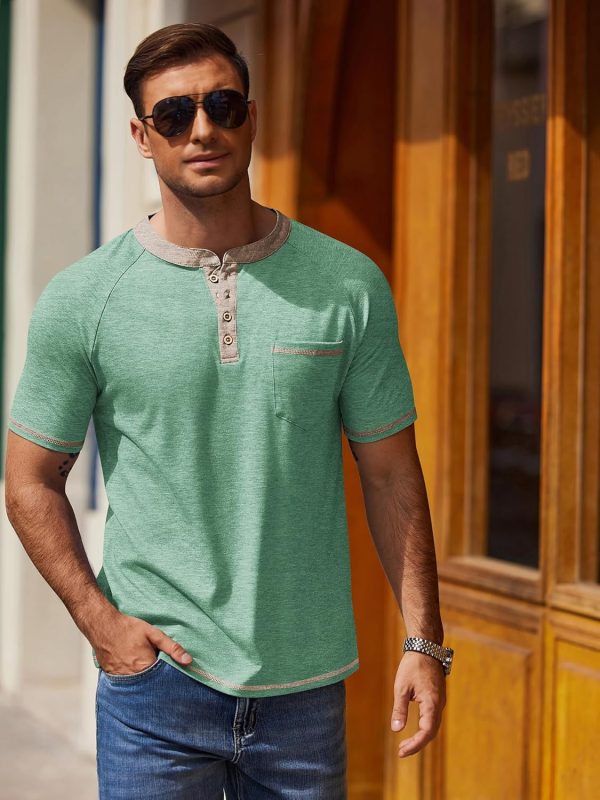 COOFANDY Mens Henley Shirts Short Sleeve Casual Button T-Shirts Basic Tee Shirts Summer Vintage T Shirts with Pocket - Image 26
