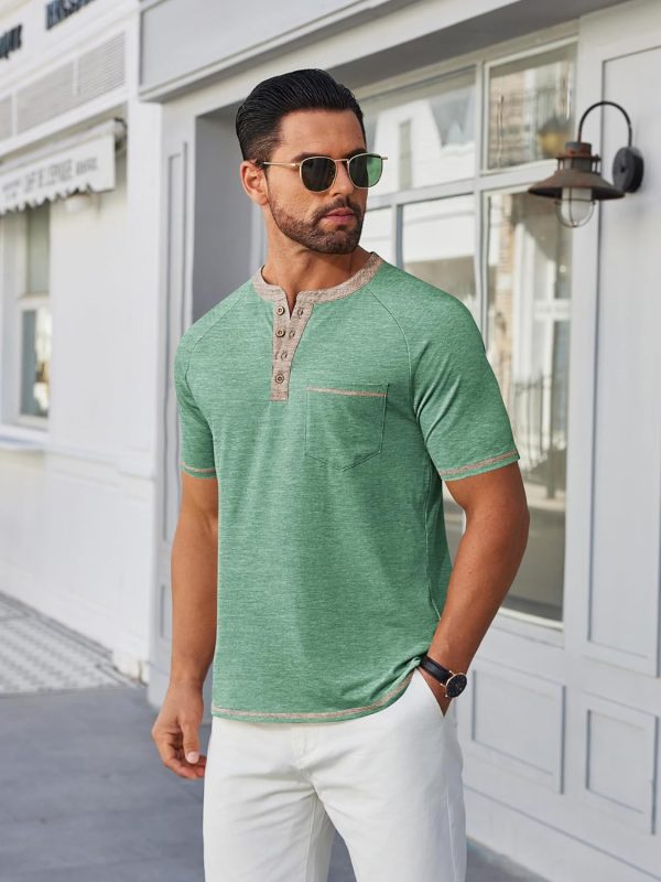 COOFANDY Mens Henley Shirts Short Sleeve Casual Button T-Shirts Basic Tee Shirts Summer Vintage T Shirts with Pocket - Image 27