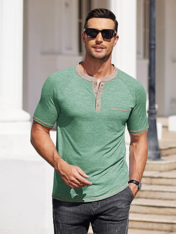 COOFANDY Mens Henley Shirts Short Sleeve Casual Button T-Shirts Basic Tee Shirts Summer Vintage T Shirts with Pocket - Image 28