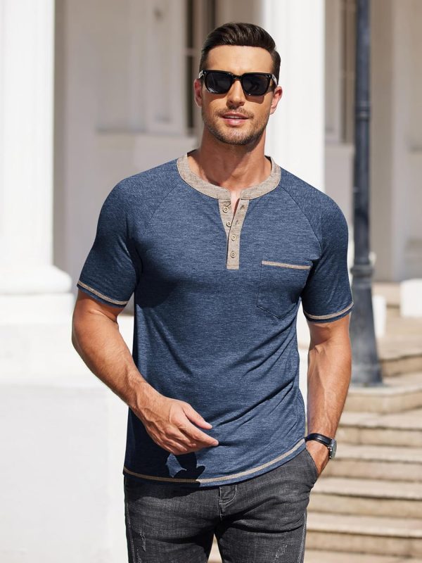 COOFANDY Mens Henley Shirts Short Sleeve Casual Button T-Shirts Basic Tee Shirts Summer Vintage T Shirts with Pocket - Image 34