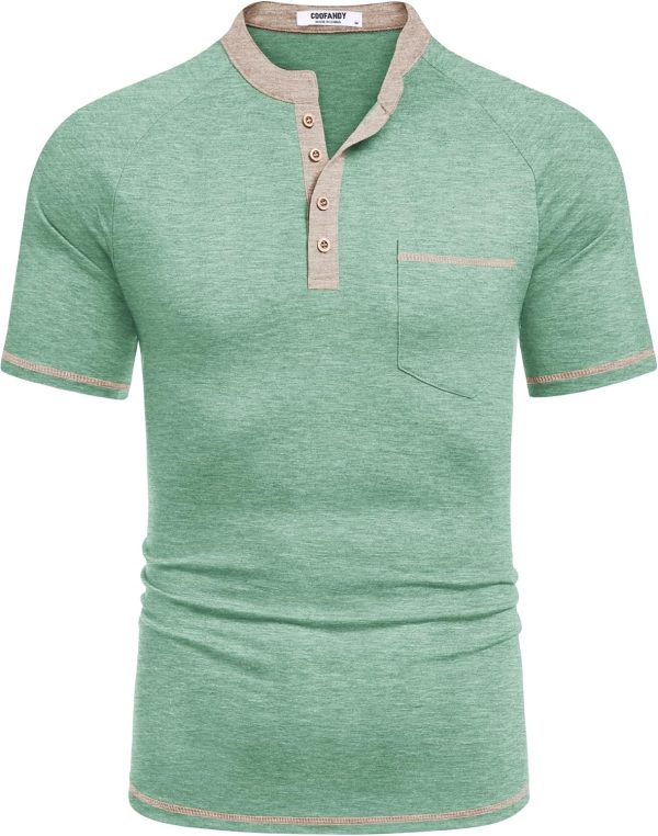 COOFANDY Mens Henley Shirts Short Sleeve Casual Button T-Shirts Basic Tee Shirts Summer Vintage T Shirts with Pocket - Image 30