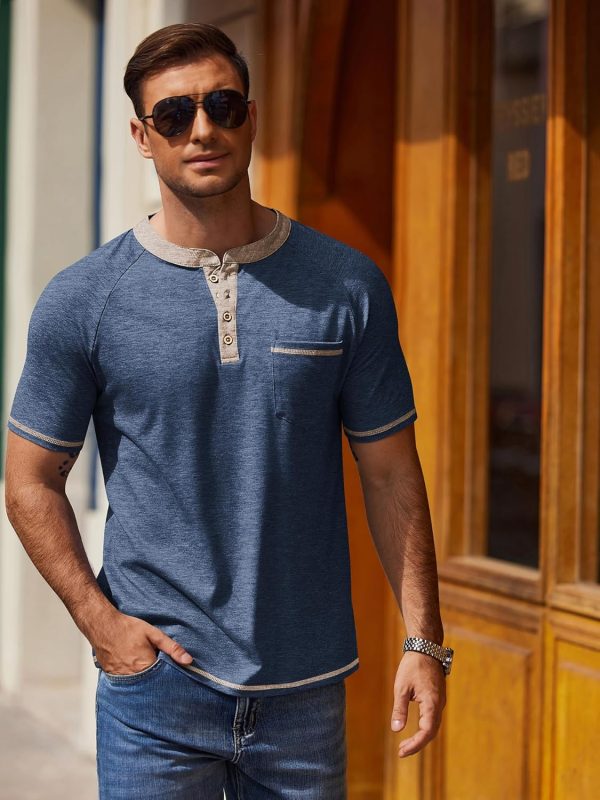 COOFANDY Mens Henley Shirts Short Sleeve Casual Button T-Shirts Basic Tee Shirts Summer Vintage T Shirts with Pocket - Image 32