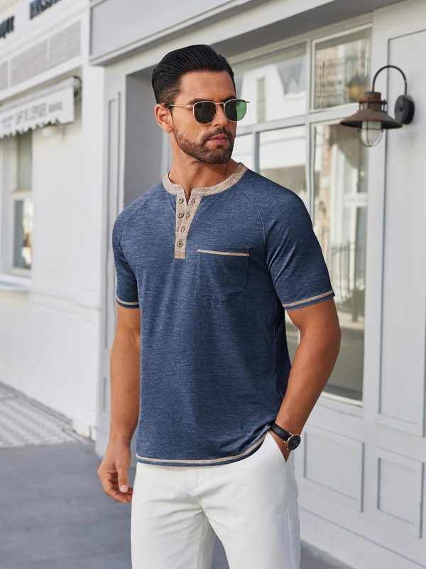 COOFANDY Mens Henley Shirts Short Sleeve Casual Button T-Shirts Basic Tee Shirts Summer Vintage T Shirts with Pocket - Image 33