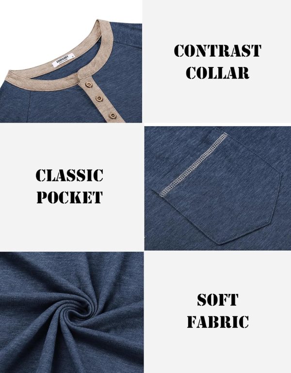 COOFANDY Mens Henley Shirts Short Sleeve Casual Button T-Shirts Basic Tee Shirts Summer Vintage T Shirts with Pocket - Image 35