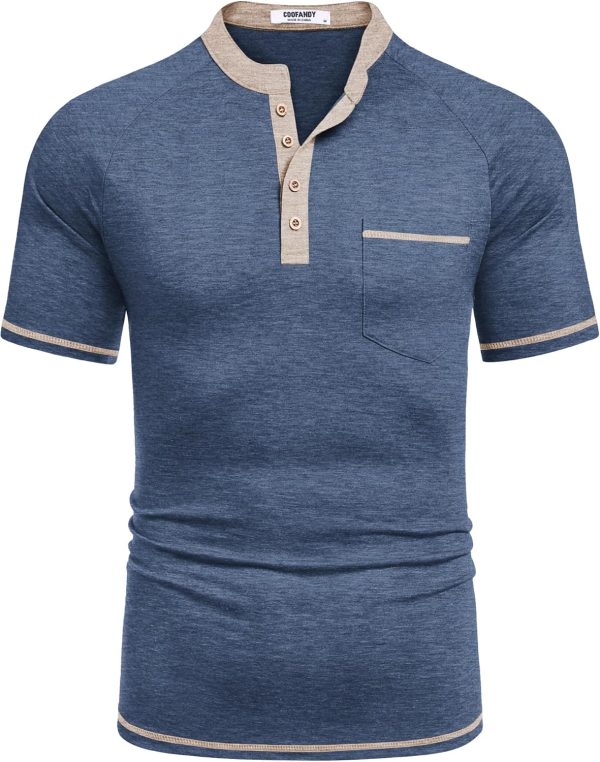 COOFANDY Mens Henley Shirts Short Sleeve Casual Button T-Shirts Basic Tee Shirts Summer Vintage T Shirts with Pocket - Image 36