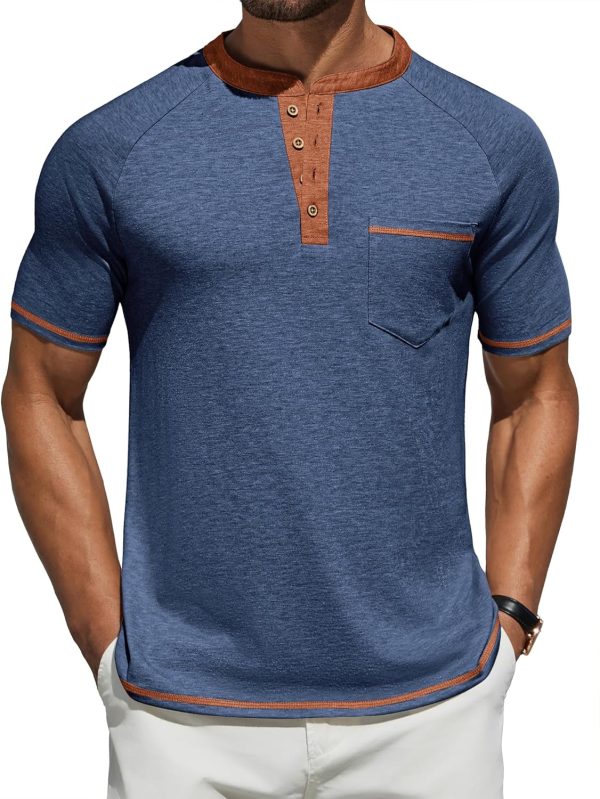COOFANDY Mens Henley Shirts Short Sleeve Casual Button T-Shirts Basic Tee Shirts Summer Vintage T Shirts with Pocket - Image 37