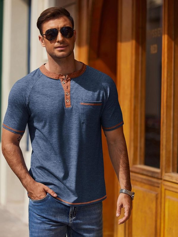 COOFANDY Mens Henley Shirts Short Sleeve Casual Button T-Shirts Basic Tee Shirts Summer Vintage T Shirts with Pocket - Image 38