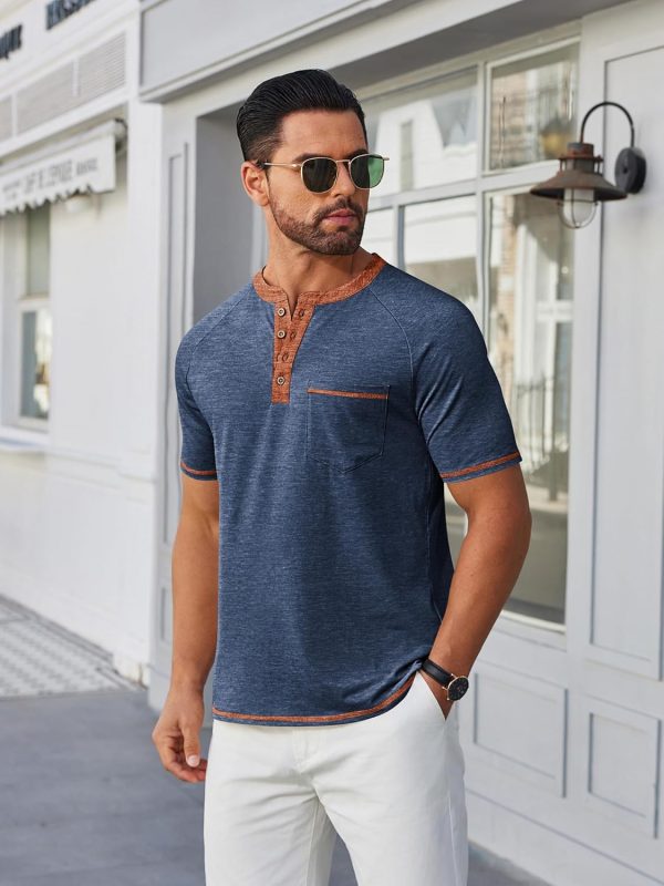 COOFANDY Mens Henley Shirts Short Sleeve Casual Button T-Shirts Basic Tee Shirts Summer Vintage T Shirts with Pocket - Image 39