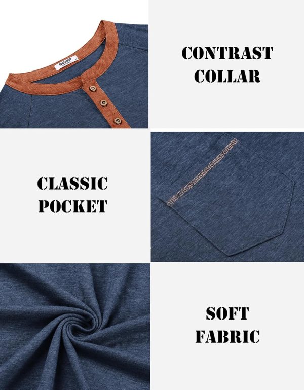 COOFANDY Mens Henley Shirts Short Sleeve Casual Button T-Shirts Basic Tee Shirts Summer Vintage T Shirts with Pocket - Image 41