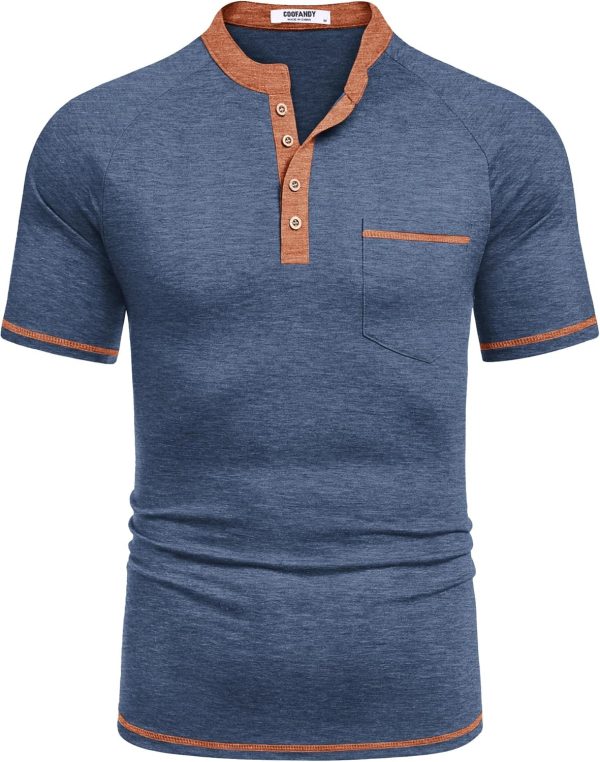 COOFANDY Mens Henley Shirts Short Sleeve Casual Button T-Shirts Basic Tee Shirts Summer Vintage T Shirts with Pocket - Image 42