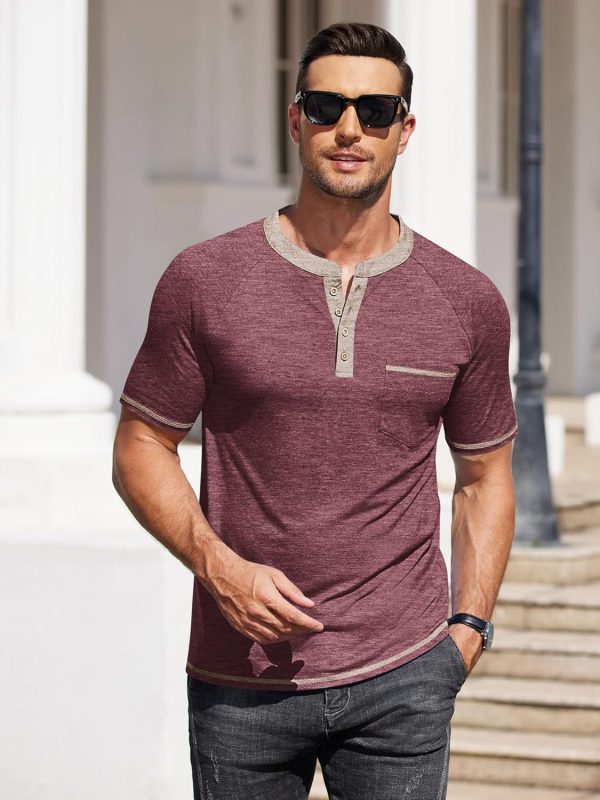 COOFANDY Mens Henley Shirts Short Sleeve Casual Button T-Shirts Basic Tee Shirts Summer Vintage T Shirts with Pocket - Image 46