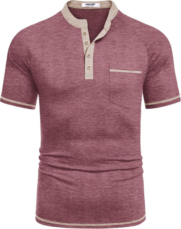 COOFANDY Mens Henley Shirts Short Sleeve Casual Button T-Shirts Basic Tee Shirts Summer Vintage T Shirts with Pocket - Image 48