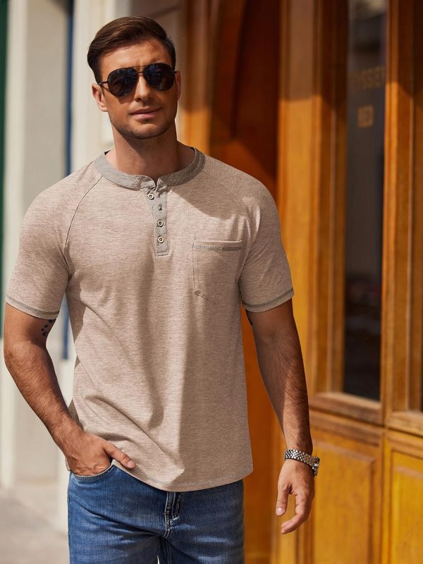 COOFANDY Mens Henley Shirts Short Sleeve Casual Button T-Shirts Basic Tee Shirts Summer Vintage T Shirts with Pocket - Image 50