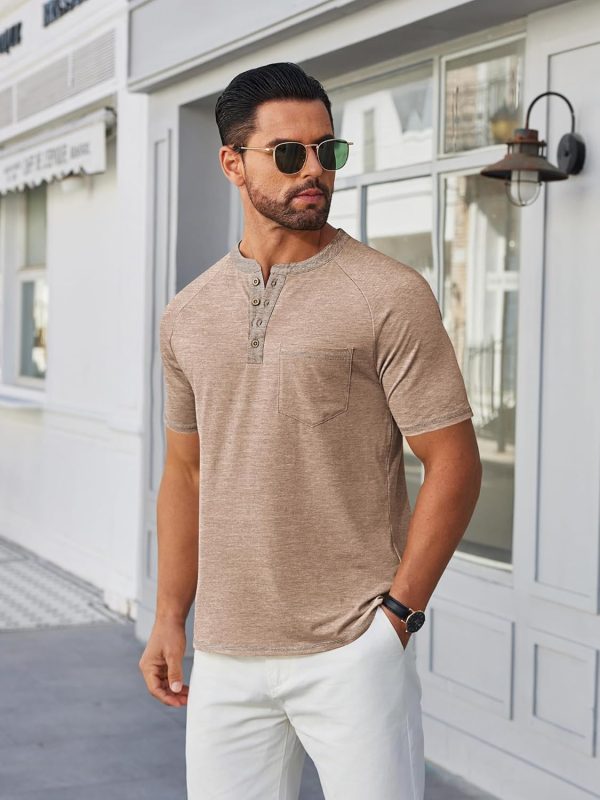 COOFANDY Mens Henley Shirts Short Sleeve Casual Button T-Shirts Basic Tee Shirts Summer Vintage T Shirts with Pocket - Image 51