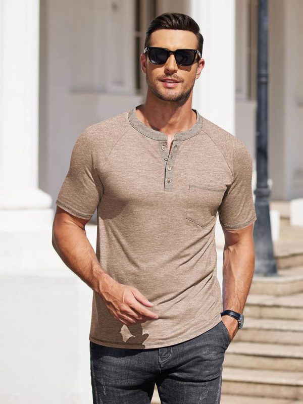 COOFANDY Mens Henley Shirts Short Sleeve Casual Button T-Shirts Basic Tee Shirts Summer Vintage T Shirts with Pocket - Image 52