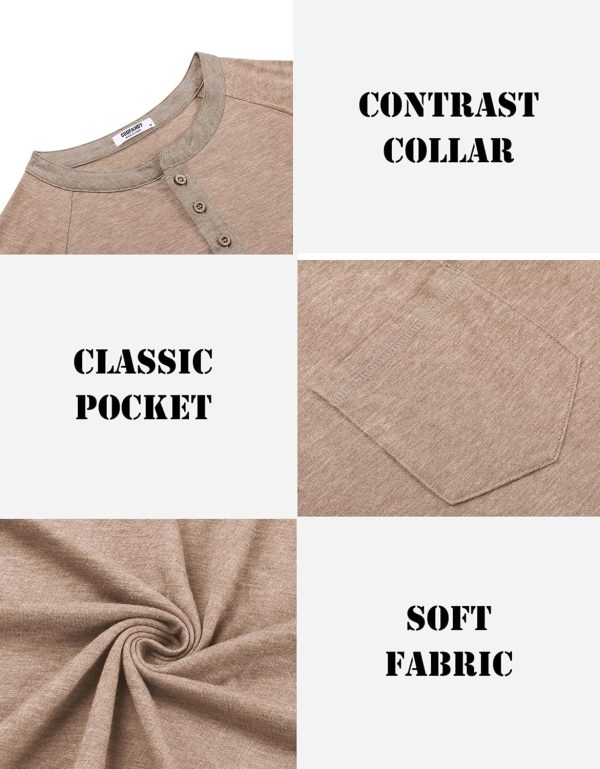 COOFANDY Mens Henley Shirts Short Sleeve Casual Button T-Shirts Basic Tee Shirts Summer Vintage T Shirts with Pocket - Image 53