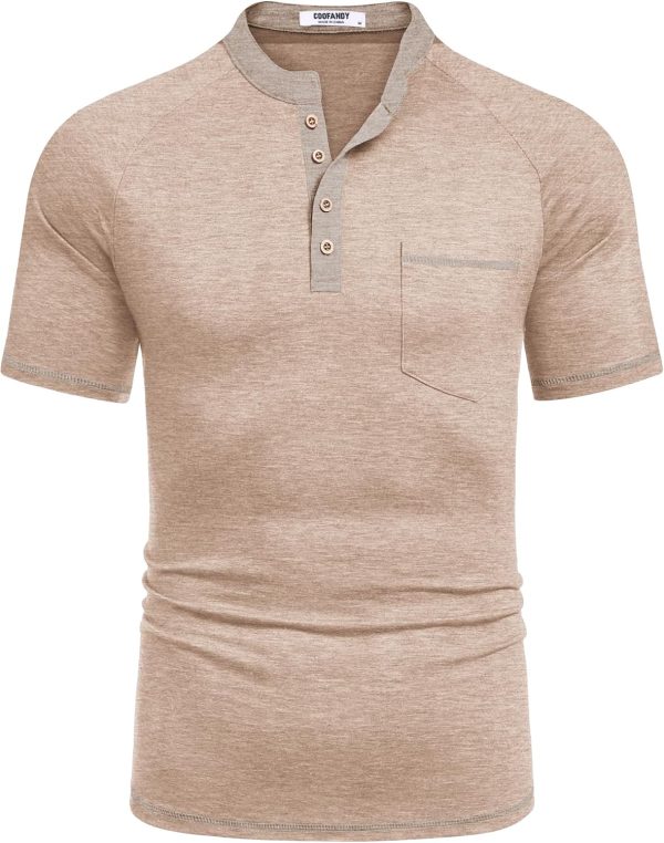 COOFANDY Mens Henley Shirts Short Sleeve Casual Button T-Shirts Basic Tee Shirts Summer Vintage T Shirts with Pocket - Image 54