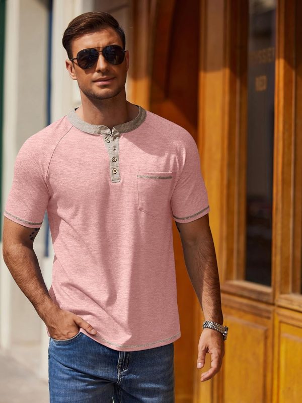 COOFANDY Mens Henley Shirts Short Sleeve Casual Button T-Shirts Basic Tee Shirts Summer Vintage T Shirts with Pocket - Image 56