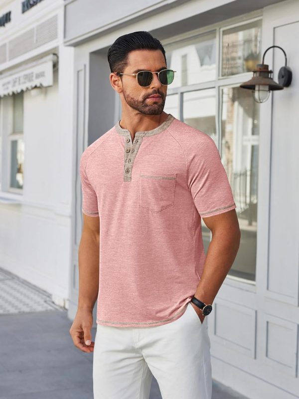 COOFANDY Mens Henley Shirts Short Sleeve Casual Button T-Shirts Basic Tee Shirts Summer Vintage T Shirts with Pocket - Image 57