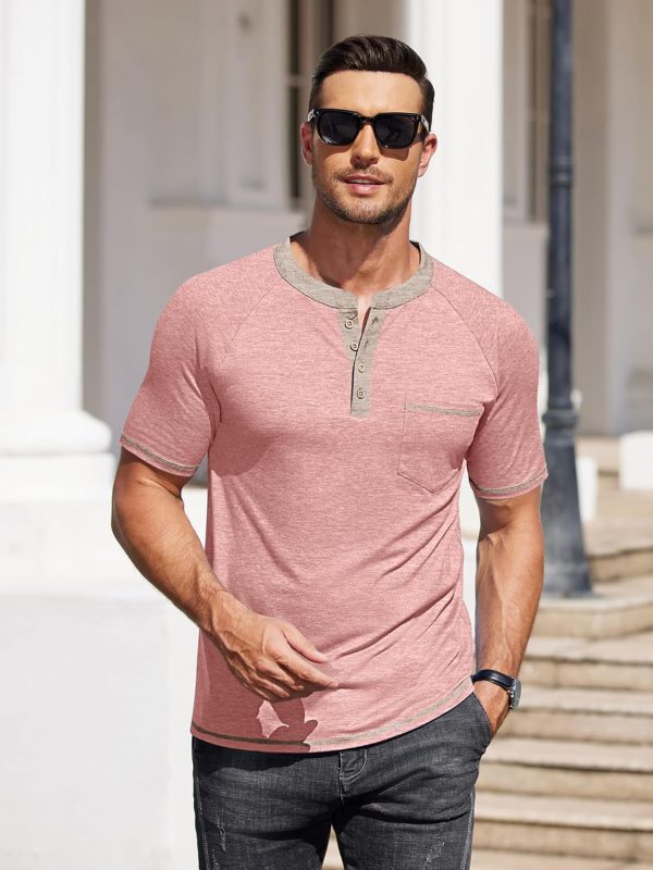 COOFANDY Mens Henley Shirts Short Sleeve Casual Button T-Shirts Basic Tee Shirts Summer Vintage T Shirts with Pocket - Image 58