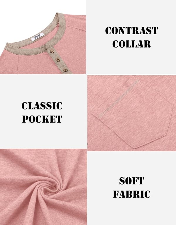 COOFANDY Mens Henley Shirts Short Sleeve Casual Button T-Shirts Basic Tee Shirts Summer Vintage T Shirts with Pocket - Image 59