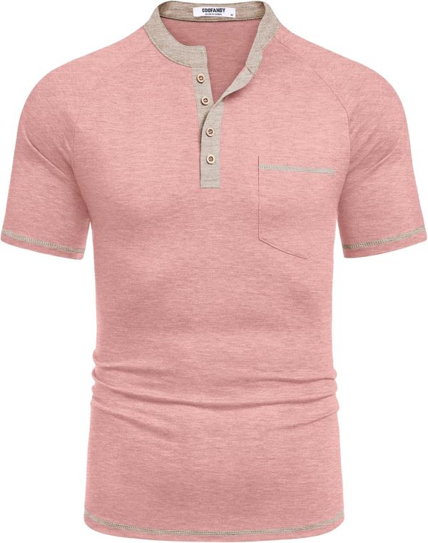 COOFANDY Mens Henley Shirts Short Sleeve Casual Button T-Shirts Basic Tee Shirts Summer Vintage T Shirts with Pocket - Image 60