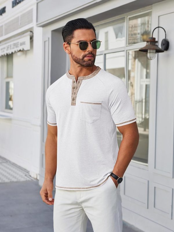 COOFANDY Mens Henley Shirts Short Sleeve Casual Button T-Shirts Basic Tee Shirts Summer Vintage T Shirts with Pocket - Image 63