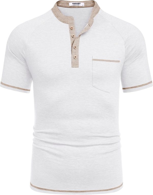 COOFANDY Mens Henley Shirts Short Sleeve Casual Button T-Shirts Basic Tee Shirts Summer Vintage T Shirts with Pocket - Image 66