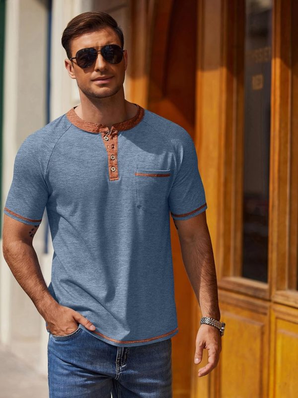 COOFANDY Mens Henley Shirts Short Sleeve Casual Button T-Shirts Basic Tee Shirts Summer Vintage T Shirts with Pocket - Image 70