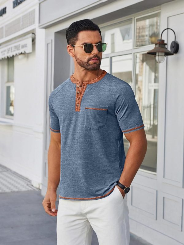 COOFANDY Mens Henley Shirts Short Sleeve Casual Button T-Shirts Basic Tee Shirts Summer Vintage T Shirts with Pocket - Image 71