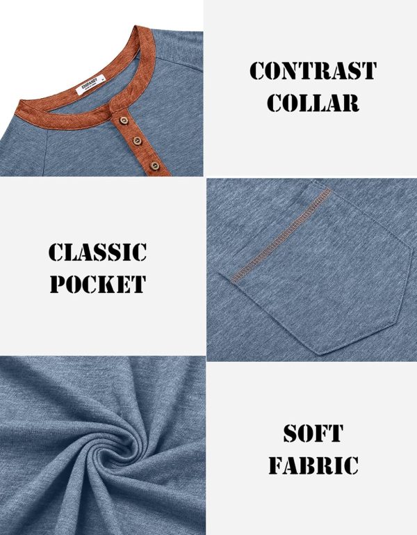 COOFANDY Mens Henley Shirts Short Sleeve Casual Button T-Shirts Basic Tee Shirts Summer Vintage T Shirts with Pocket - Image 73