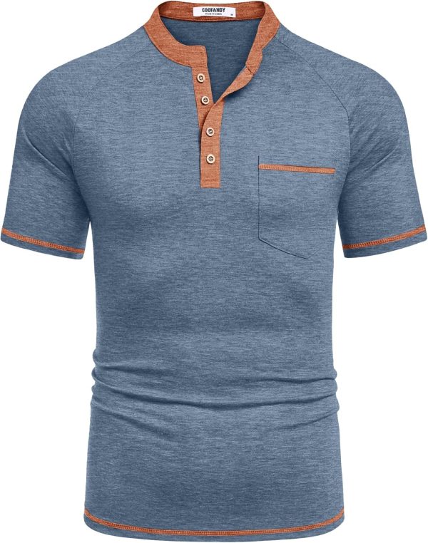 COOFANDY Mens Henley Shirts Short Sleeve Casual Button T-Shirts Basic Tee Shirts Summer Vintage T Shirts with Pocket - Image 74