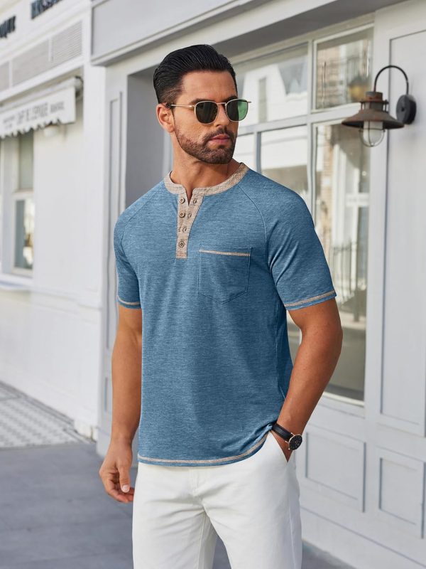 COOFANDY Mens Henley Shirts Short Sleeve Casual Button T-Shirts Basic Tee Shirts Summer Vintage T Shirts with Pocket - Image 77