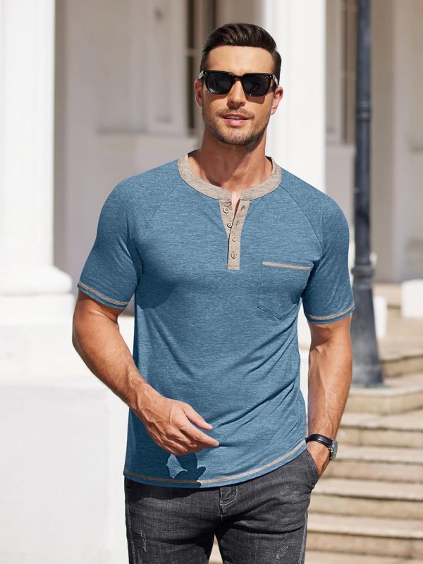 COOFANDY Mens Henley Shirts Short Sleeve Casual Button T-Shirts Basic Tee Shirts Summer Vintage T Shirts with Pocket - Image 78