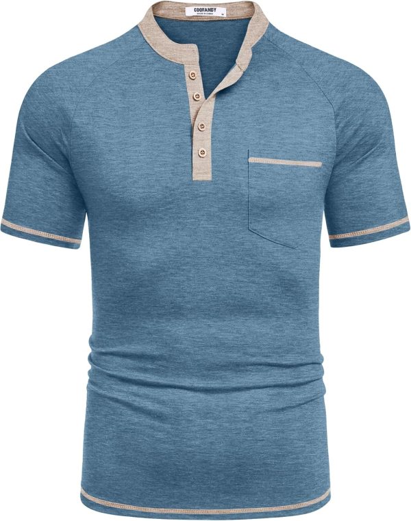 COOFANDY Mens Henley Shirts Short Sleeve Casual Button T-Shirts Basic Tee Shirts Summer Vintage T Shirts with Pocket - Image 80